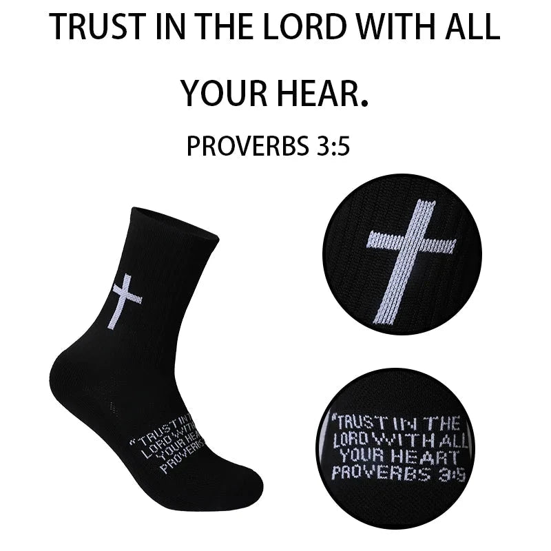 4 Pairs Christian socks Prayer socks Birthday Gifts ,Cross Grip Soccer Socks - Anti-Slip Grips Sports Sock with Bible GlowCart