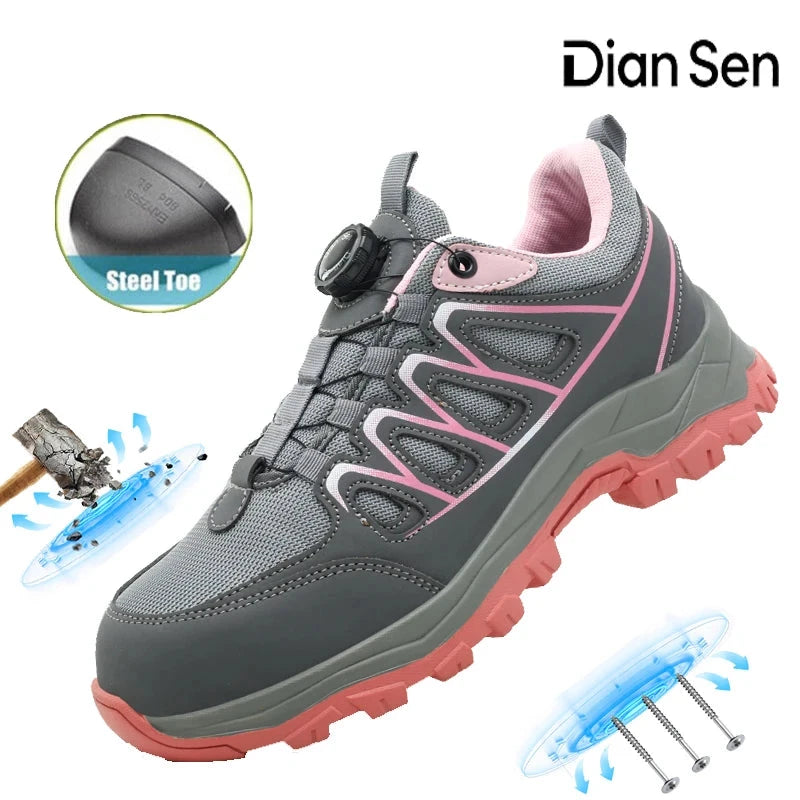 Womens Safety Shoes All-Season Casual Footwear Anti Smashing Lightweight Breathable Fashionable Shoes Low Top Protective Shoes GlowCart
