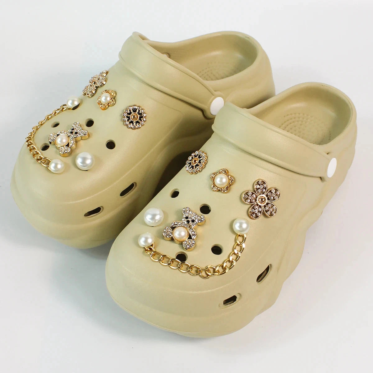 Women DIY Silver Butterfly-Knot Fashion Bow Decor Clogs GlowCart