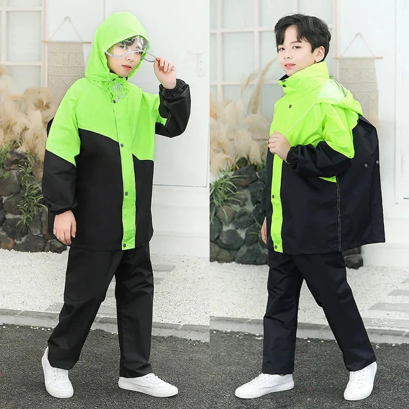 Fashion Children's Color Matching Raincoat And Rain Pants GlowCart