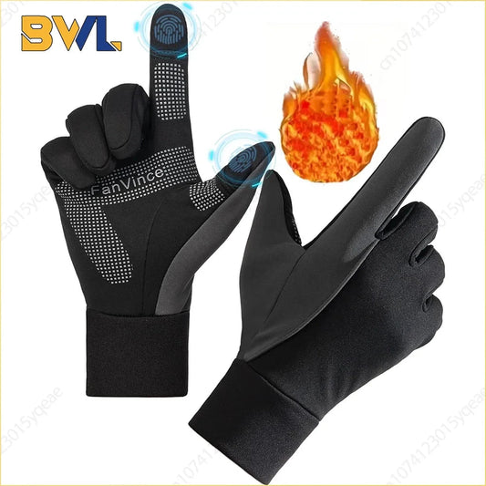 Men Winter Warm Gloves Waterproof Windproof Touchscreen Fleece Lined Thermal Anti Slip Gloves for Outdoor Cycling Hiking GlowCart