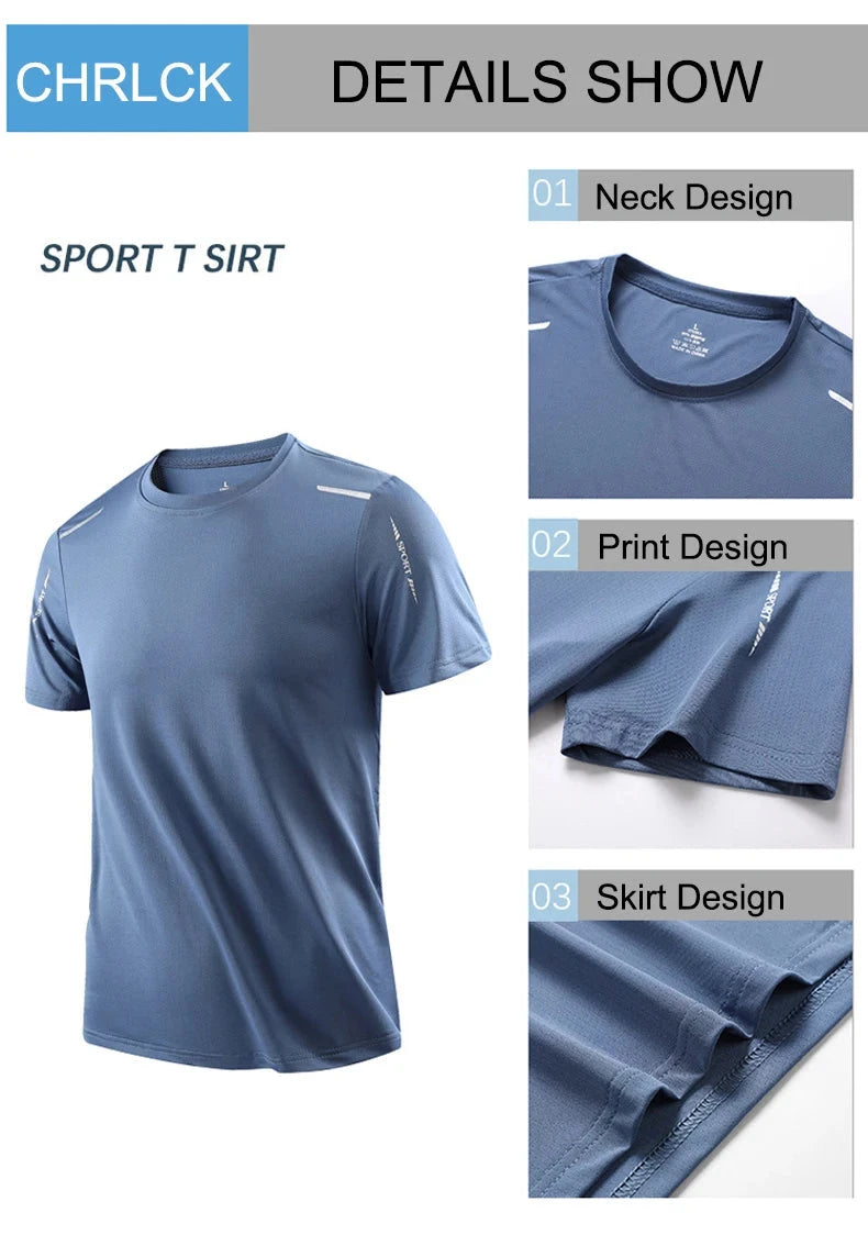CHRLCK Men's Running Quick Drying T-shirts Breathable Hiking GlowCart