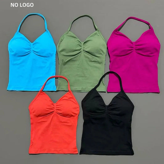 HISTELLO Impact Longline Strappy Top Sports Yoga Vest Women Fitness Tank Top Gym Beautiful Open Back Bra Running Workout Halter GlowCart