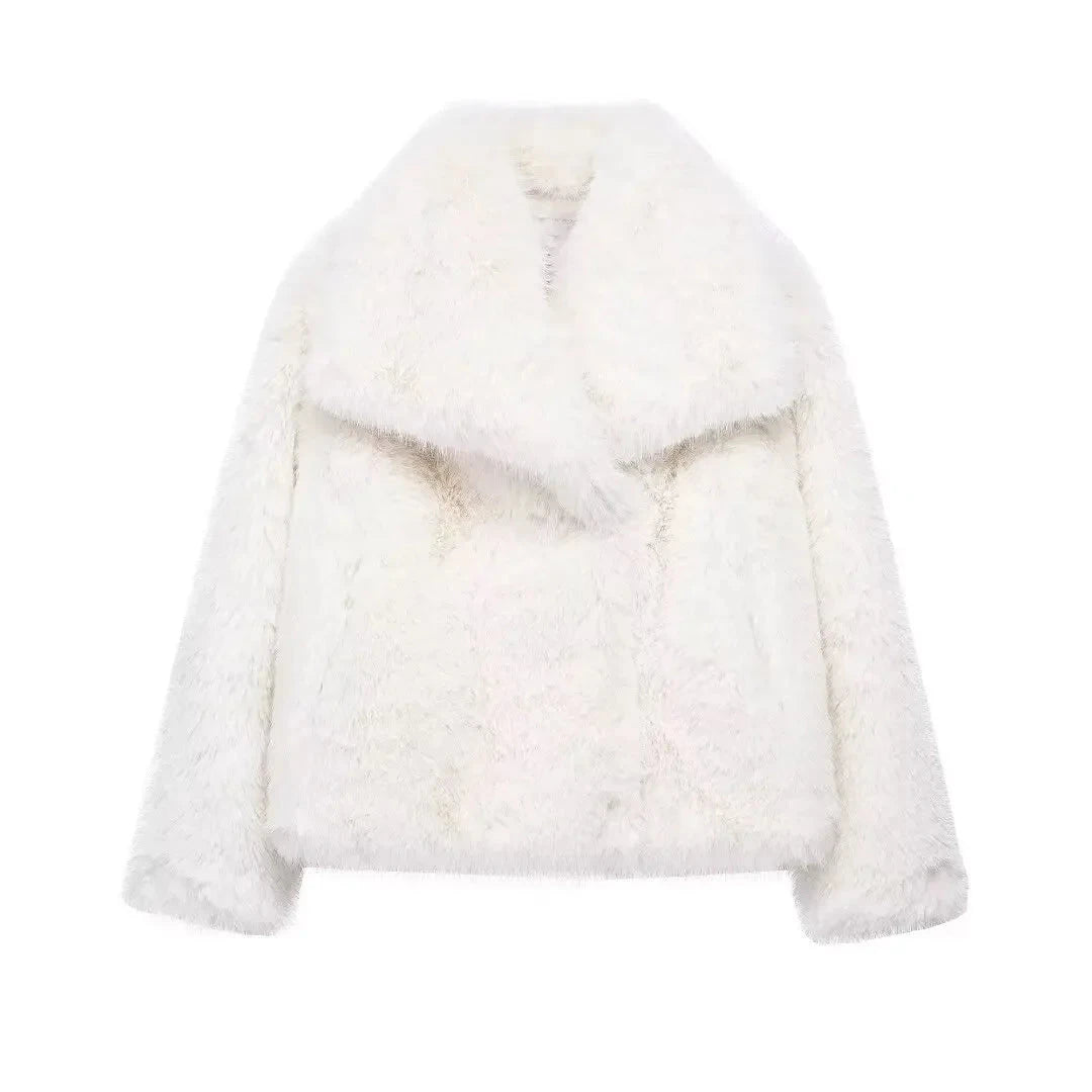 HXAO 2024 Woman Autumn Winter Faux Fur Coat Plush Fluffy GlowCart