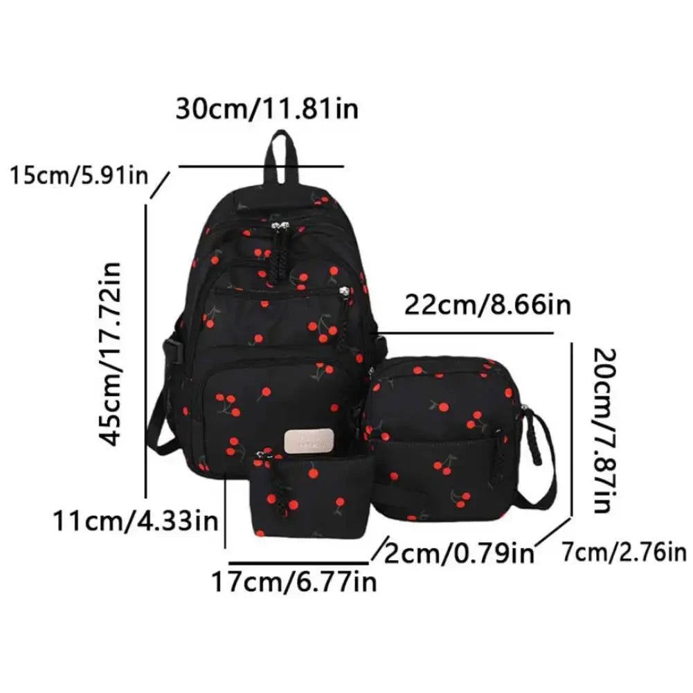 3Pcs/Set Bow Print Backpack with Crossbody Bag and Small GlowCart