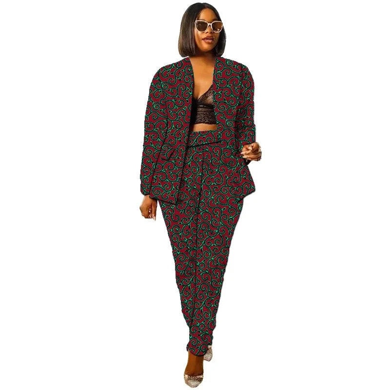 African Collarless Jacket Women's Suit Nigerian Style Female GlowCart