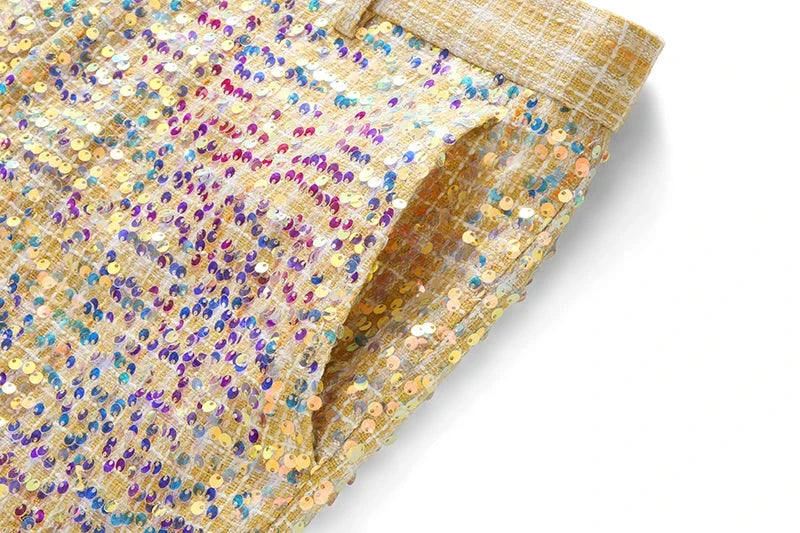 Gold Men's Shiny Sequin Suit Pants,Wedding Party Dress GlowCart