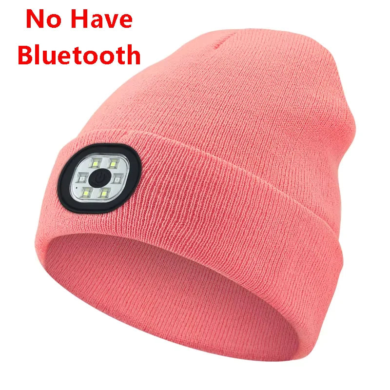 Can be equipped with Wireless Bluetooth music knitted hat new outdoorledlighting rechargeable detachable luminous sleeve cap GlowCart