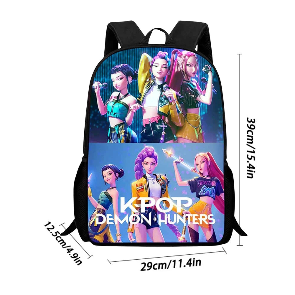 K-pop Demon Huntes Fashion Backpack for Girls Boys Anime Cartoon Large Capacity Schoolbag Children Multi-function Shoulder Bag GlowCart