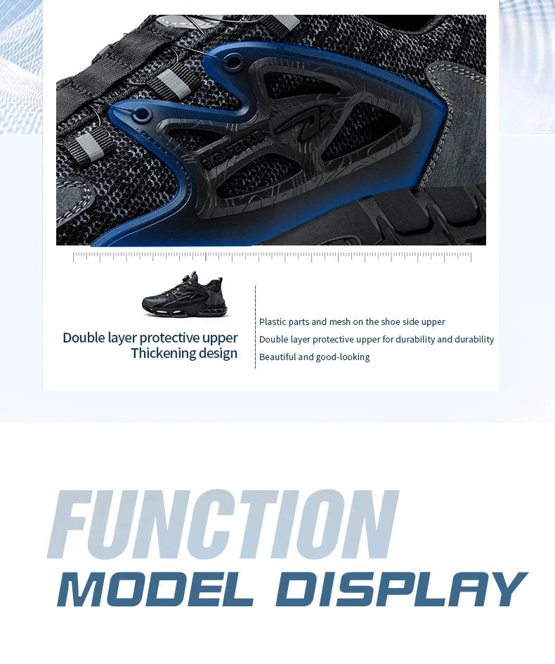 Rotating Button Safety Shoes Men Steel Toe Sneaker Air GlowCart