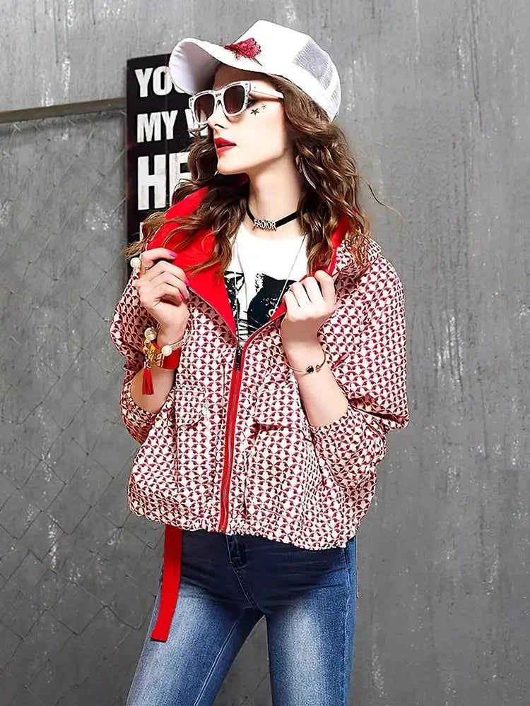 women oversized cropped hoodie jacket casual zip up GlowCart