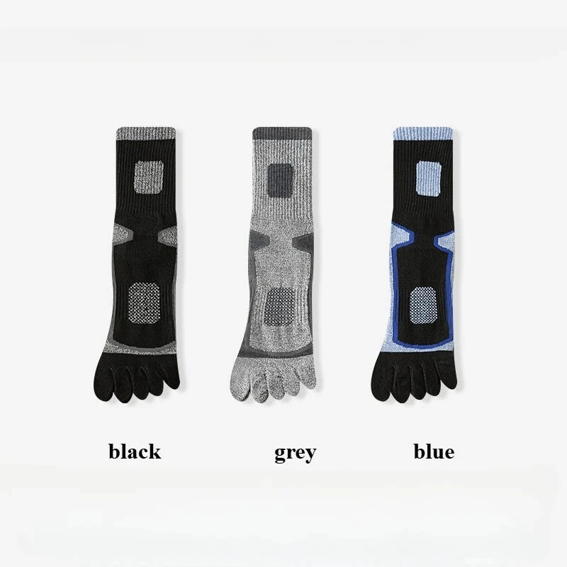 3 Pairs Fleece Toe Socks Men Autumn Winter Warm Five Finger Socks Man High Quality Cotton Sports Crew Socks Running GlowCart