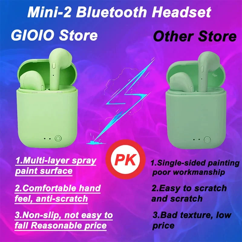I12 Macaron Bluetooth Headset Matte Sports Binaural Wireless GlowCart