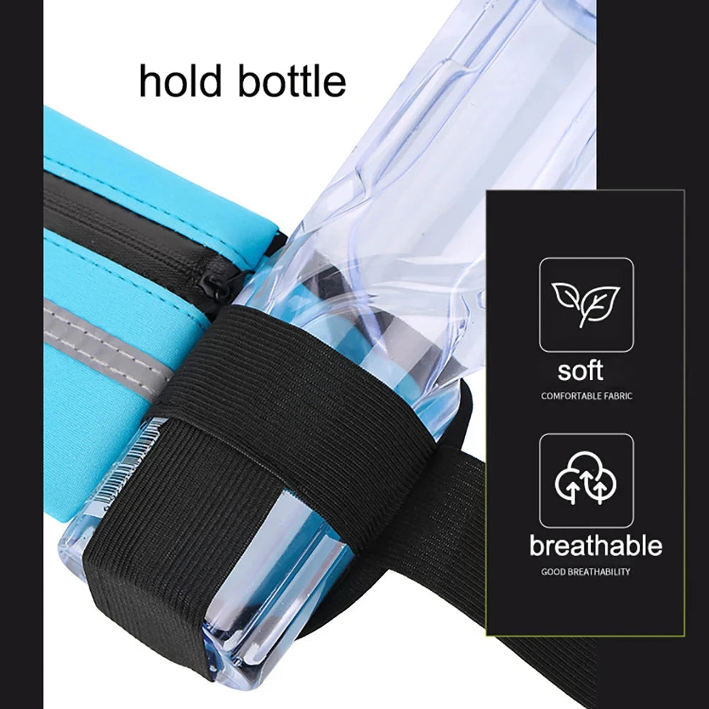 Running Belt Waist Bag with Water Bottle Holder Sports Fanny Pack Women Men Hydration Phone Holder Pouch GlowCart