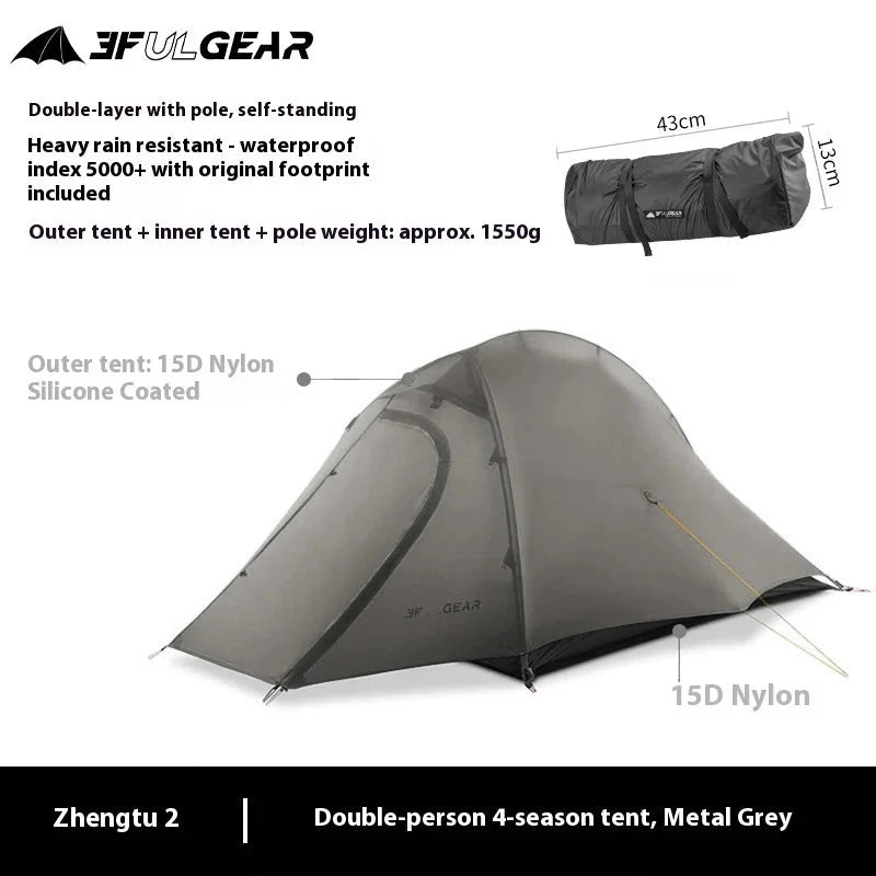 3F UL GEAR 2 Person Camping Tent Ultralight Waterproof GlowCart