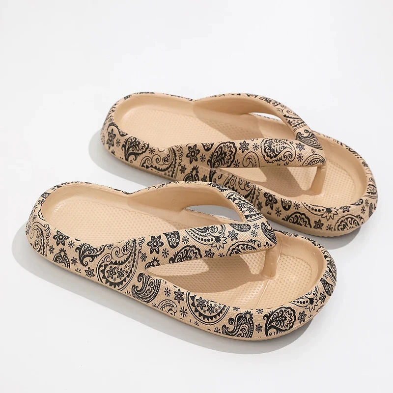 Summer Women Comfort Flip-Flop Leopard Soft Thick-Soled GlowCart