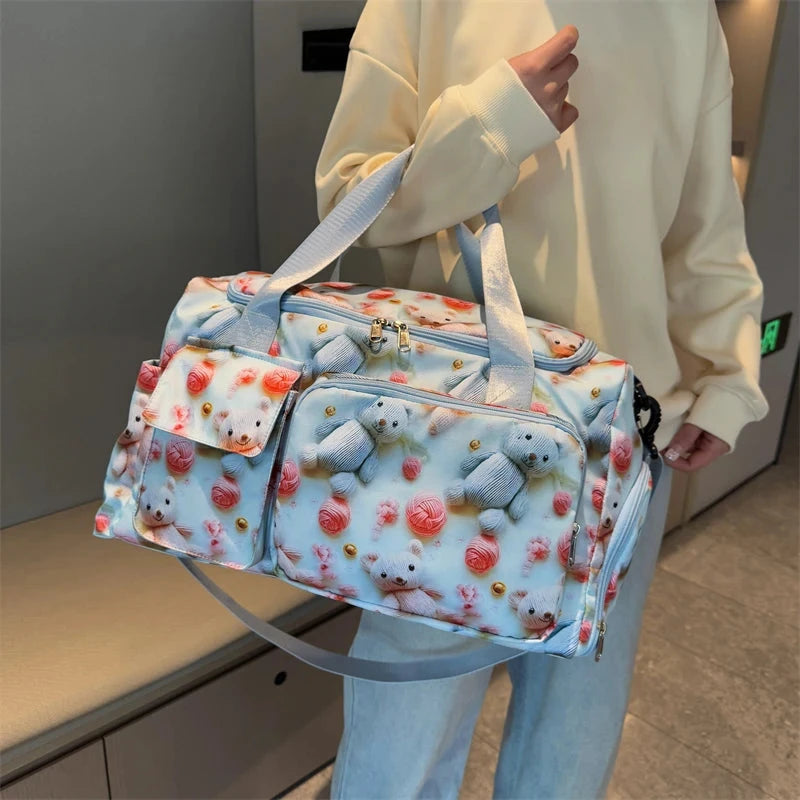 Oxford Travel Duffel Bag Fashion cute print With Shoe GlowCart
