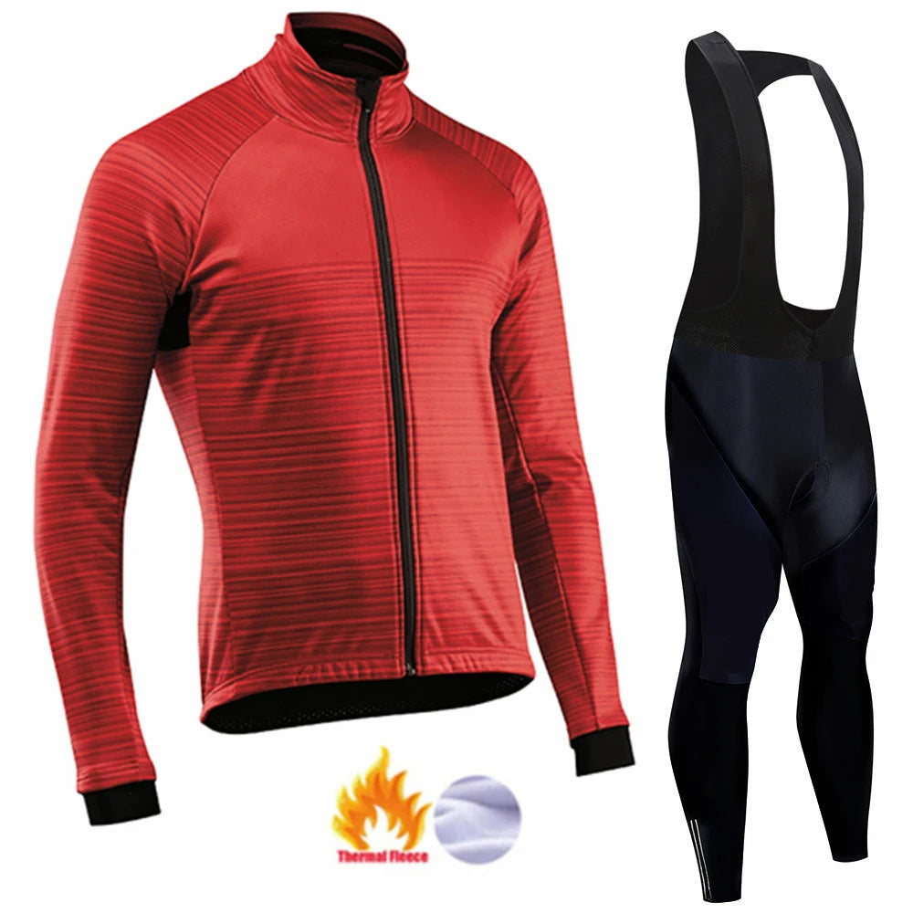 2026 New Thermal Fleece Cycling Jersey Set Winter Long Sleeve MTB Racing Bike Jersey Suit For Men Bib Pants Set Cycling Clothing GlowCart