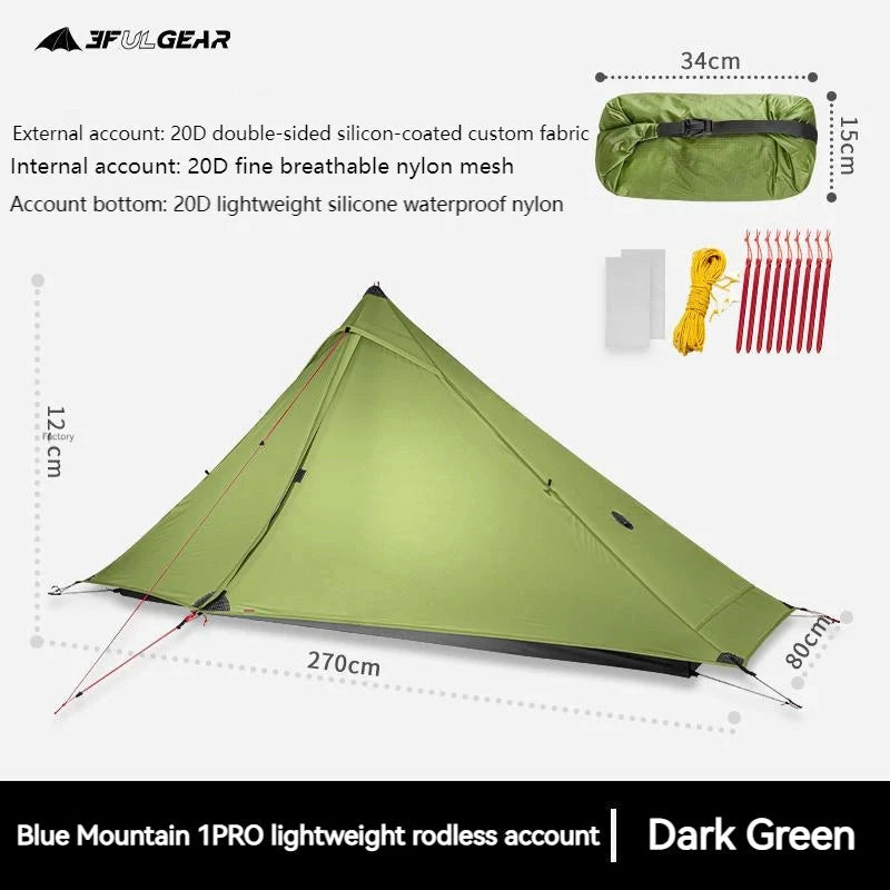 3F UL GEAR LanShan1 Pro Camping Tent 20D Double Layer GlowCart