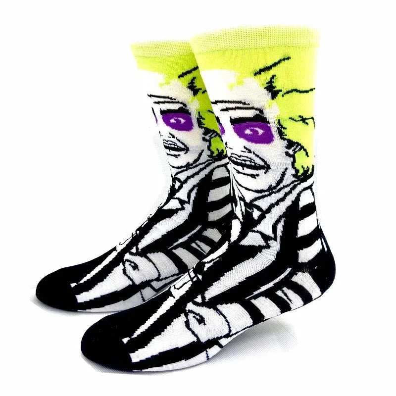 New Anime Funny Socks Long Men's Socks Cosplay Hip Hop Novelty HALLOWEE Crazy Soken Skateboard Socks horrible Women's Socks GlowCart