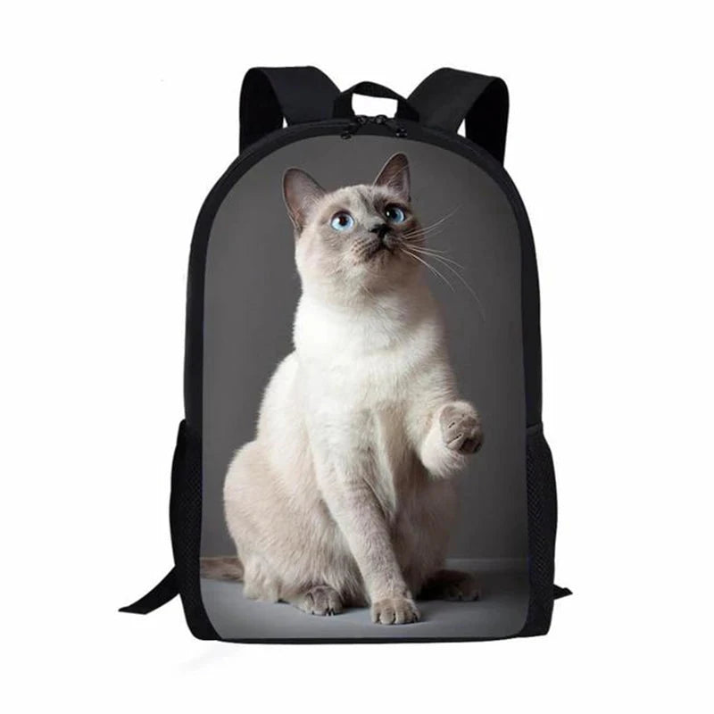 Trendy Popular Cat Notebook Backpacks pupil School Bags 3D GlowCart