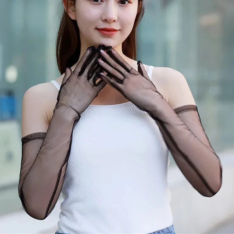 Women's Sexy Transparent Gloves Mesh Tulle Extra Long Gloves GlowCart