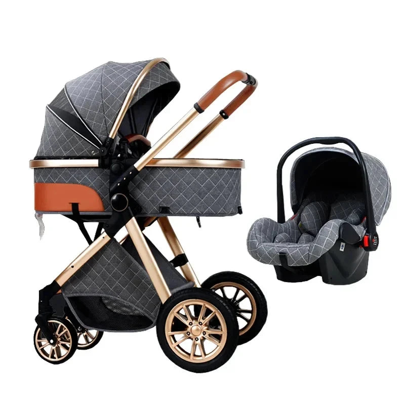 2024 New baby stroller High landscape 3 in 1 baby carriage Luxury Pushchair Baby Cradel Infant Carrier kinderwagen car 2in1 GlowCart