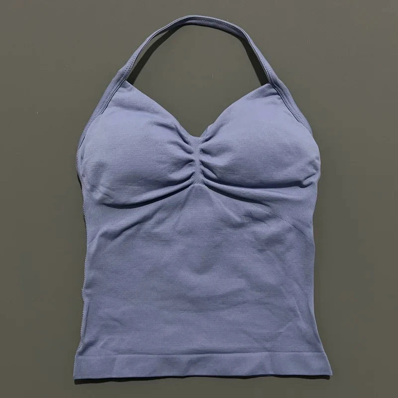 HISTELLO Impact Longline Strappy Top Sports Yoga Vest Women Fitness Tank Top Gym Beautiful Open Back Bra Running Workout Halter GlowCart