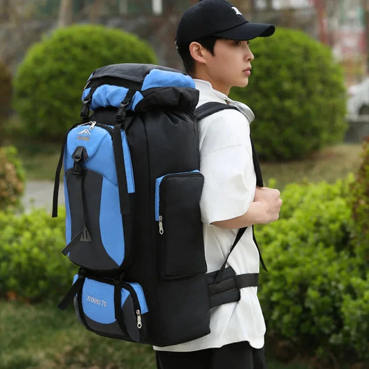 70L Travel Backpack Camping Men Large Hiking Bag Nylon GlowCart