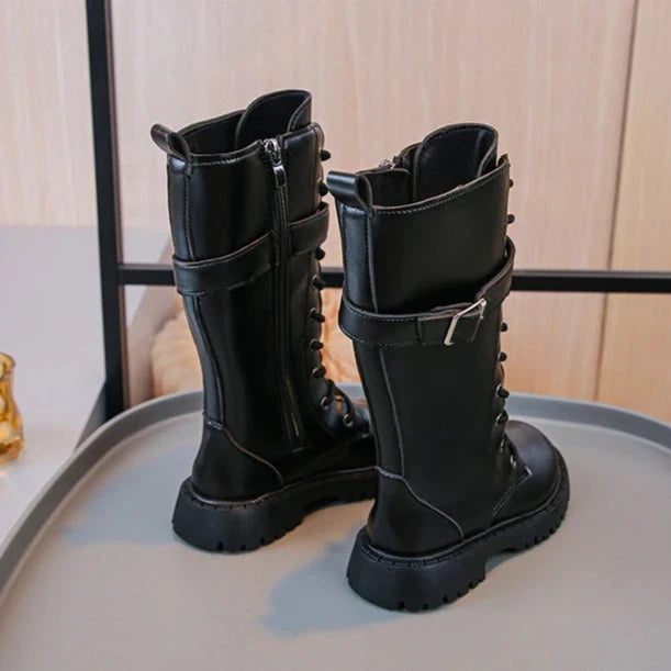 Girls Long Boots New Fashion Design Thin Fleece Lining Fashion Kids Winter Footwear Non-slip Childrens Causal Shoes Size 27-37 GlowCart