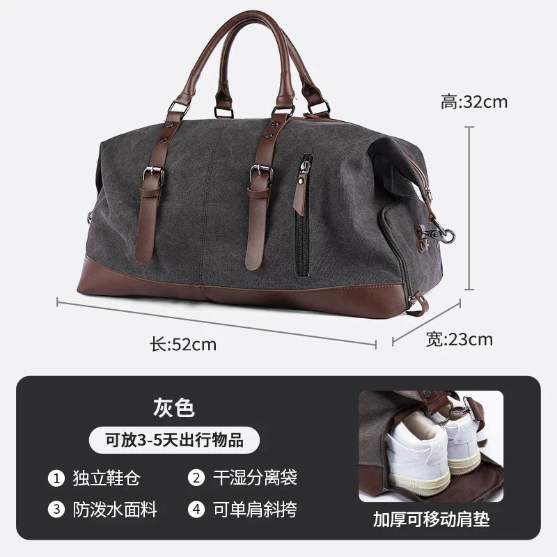Large Capacity Men Travel Bag Waterproof Oxford Canvas, GlowCart