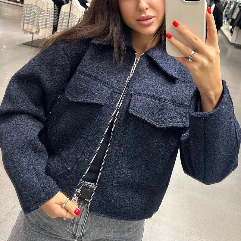 HXAO Women's Winter Tweed Jacket Women Coat Autumn Suede GlowCart