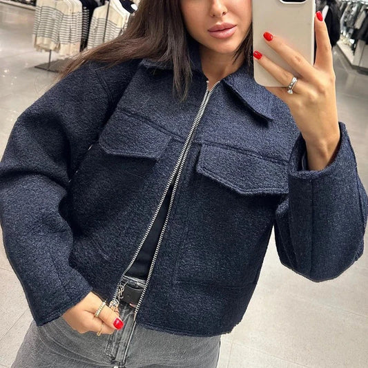 HXAO Women's Winter Tweed Jacket Women Coat Autumn Suede GlowCart