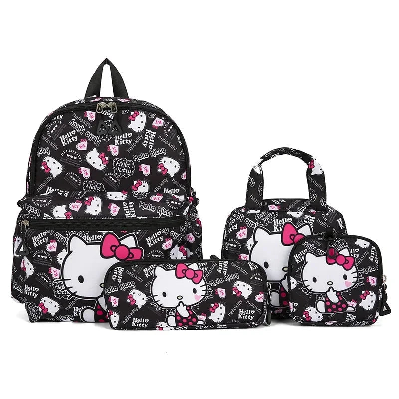 Hello Kittys 4pcs Backpack Set, Pencil Case, Shoulder Bag, Wallet Set, Kuromsi School Bag, Melody Casual Outdoor Daypack GlowCart